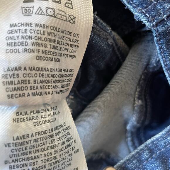 Guess Womens Denim Jumpsuit Overalls Size 27  Button Front Dark Wash Adjustable - Picture 11 of 11